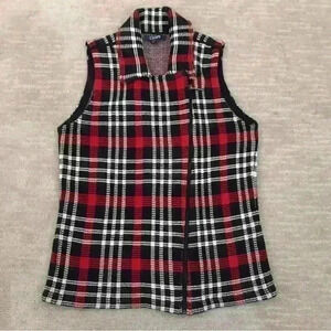 Chaps by Ralph Lauren Plaid Moto-Style Vest